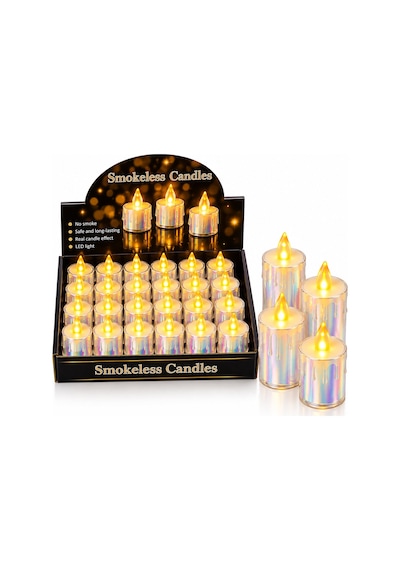 24 Adet Büyük Boy Pilli Damlalı Akan Mum Modeli - Neon Led Mum Çap: 3.8cm Yükseklik: 8cm İ10-018 5570 Default