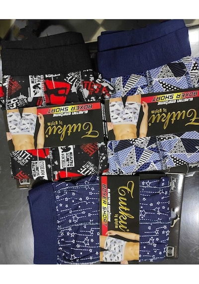 Tutku Erkek Lycralı Desenli Boxer Karışık 6'Lı Paket 001