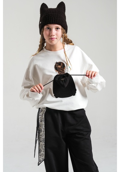 Loco Loco Ekru Baskılı Çocuk Sweatshirt