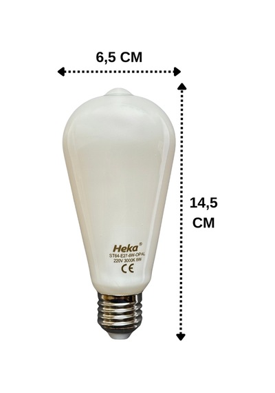 6 Adet Heka 6w 46w 3000k Sarı Işık E27 Duylu Soft Led St64 Filament Ampul Heka