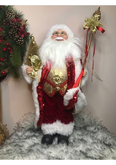 Yılbaşı Noel Baba Peluş Figür 45 Cm Eli Asalı