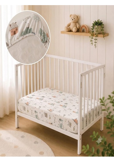 Aras Bebe Müslin Lastikli Bebek Çarşafı 60x120 CM - Bulut