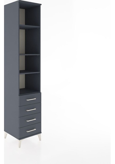 Hyperion Dolap 4 Raflı 4 Çekmeceli 44x44x221 Antrasit-antrasit Antrasit