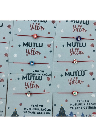 Yılbaşı Figürlü Yeni Yıl Bilekliği 10 Adet Çok Renkli