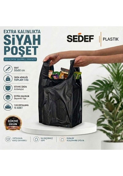 50x90 Siyah Kalın Atlet Poşet