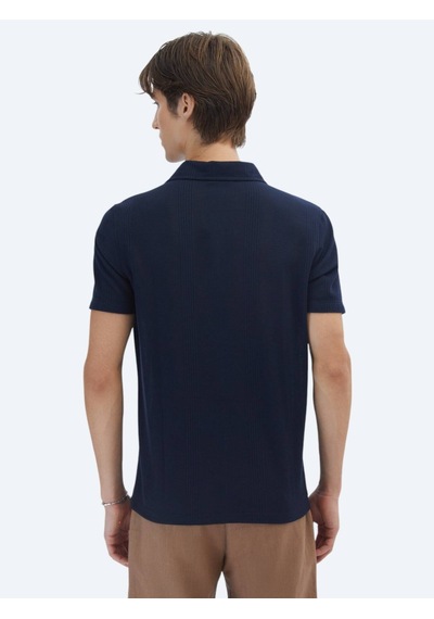 Lacivert Desenli Polo Yaka T-shirt Lacivert