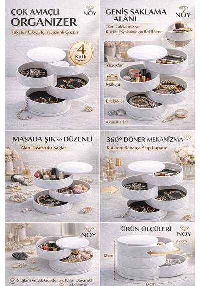 Organizer Takı Kutusu Çok Amaçlı Düzenleyici Makyaj Organizer Takı Organizeri Çekmeceli Organizer Beyaz