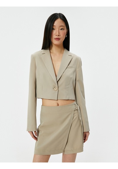 Koton Crop Blazer Ceket Düğmeli Dikiş Detaylı Cepli Modal Karışımlı Vizon 4sak50089pw Vizon Koton Crop Blazer Ceket Düğmeli Dikiş Detaylı Cepli Modal Karışımlı Vizon 4sak50089pw Vizon