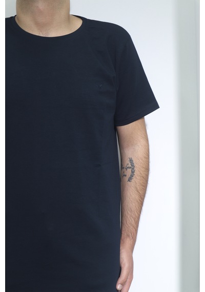 Santa Dmctekstil Erkek Düz Spor Kesim Dar Kalıp Bisiklet Yaka Battal T-shirt Lacivert
