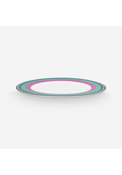Pembe Yeşil Porselen Yemek Tabağı 28 Cm