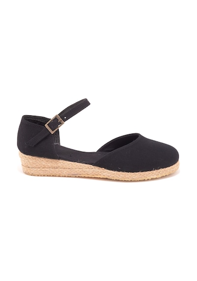 Star Tombis Gerçek Elişi Hasır 3cm Topuklu Bantlı Günlük Kız Çocuk Espadril Handmade Siyah