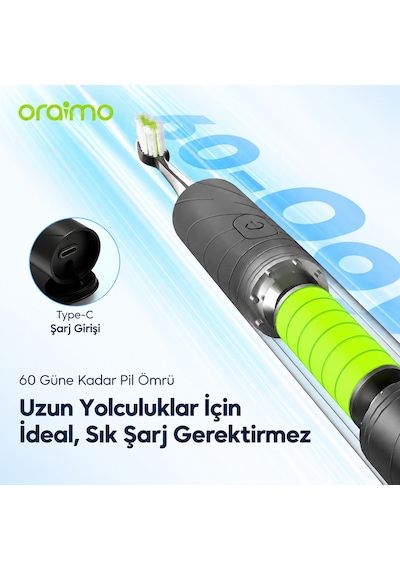 Oraimo Opc-et500n Elektrikli Diş Fırçası Graphite Black 8 Başlık