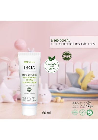Incıa Atopure %100 Doğal Atopiğe Eğilimli Ciltler İçin Krem Çok Kuru Ciltler İçin Yalancı İğde Yağı 60 Ml