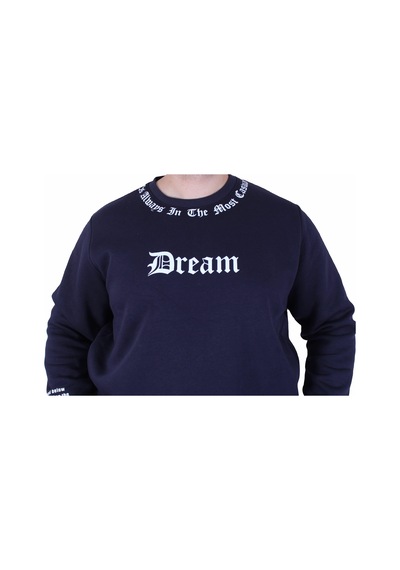 Moc Grande Mocgrande Büyük Beden Bisiklet Yaka 3ip Sweat Dream 25715 Lacıvert Lacivert