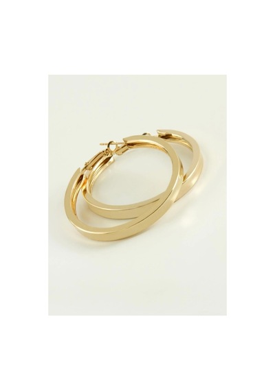 Kare Kesim Gold Halka Küpe 4.5 Cm Altın