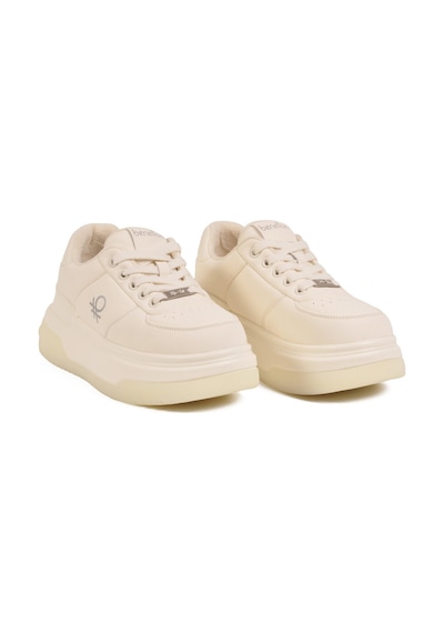 United Colors Of Benetton Beyaz Bağcıklı Cilt Memory Foam Kadın Spor Ayakkabı Bnı-12046 G