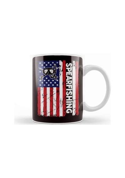 Spearfishing American Us Flag Spearfisher Speargun Spear Kupa Bardak Porselen Karışık