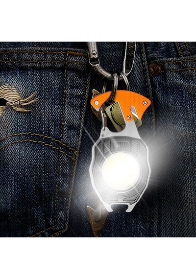 Ultra Güçlü Led Karabina Fener 12 Mod Çakmak Düdük Bıçak Turuncu