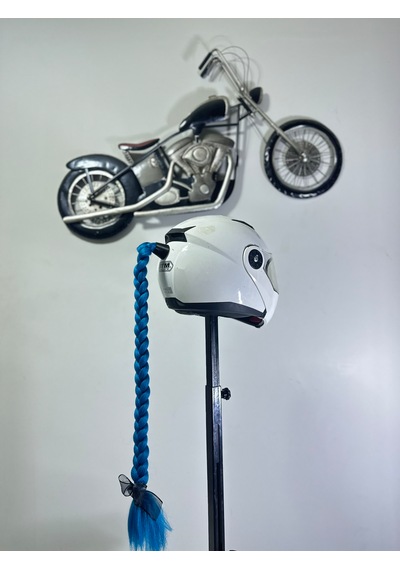 Motor & Motosiklet Tek Petrol Mavi Örgü Saç Kask Dış Aksesuarı Diğer