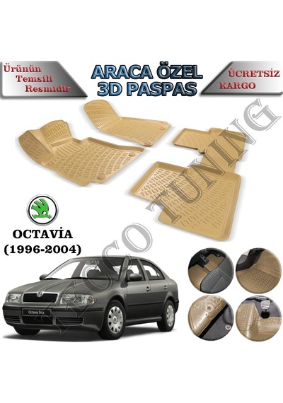 Rizline Skoda Octavia 1999-2004 3D Bej Havuzlu Paspas