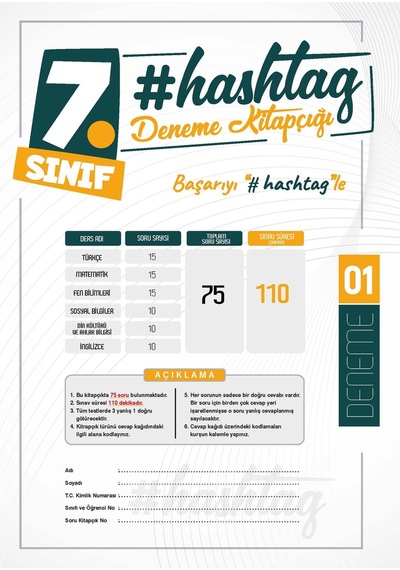 2026 7.sınıf #Hashtag Kazanım Değerlendirme Sınavı 6lı Sarmal Deneme Paketi Çözümlü Türkiye Geneli