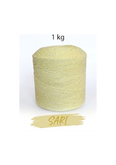 1 Kg Pamuklu El Örgü İpi Runner İpi- Amigurumi Koton İp Punch İpi Motif Sarı Renk