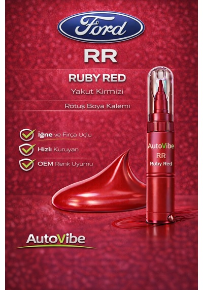 Ford Rötuş Boya Kalemi Rr Ruby Red 2si1arada Çizik Giderici