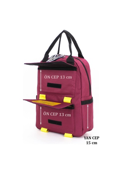 Case Club Okul Sırt Çantası Unisex Su Geçirmez Kumaş Yandan Cepli Bordo