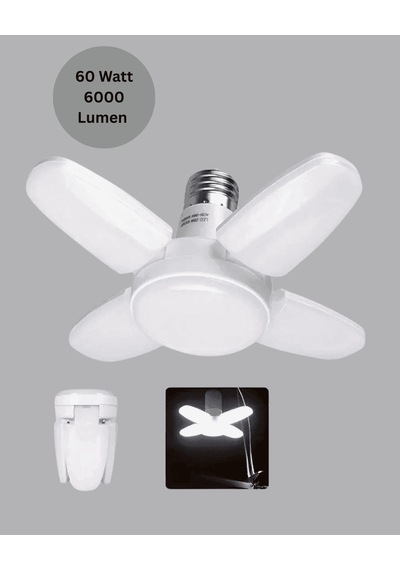 Katlanabilir Led Ampül, 4 Kollu, 60w, 6000 Lümen, Beyaz Işık Çok Renkli