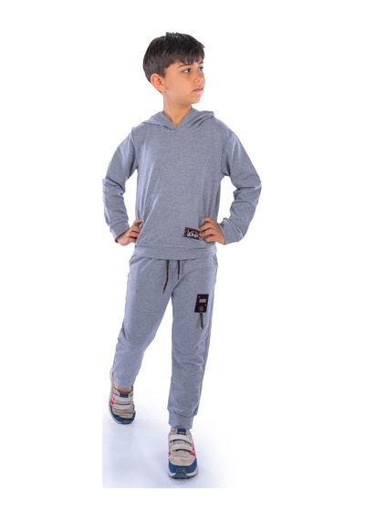 Mnk Baby & Kids Team Kanguru Cepli Kapüşonlu Çocuk Eşofman Mnk10074 gri