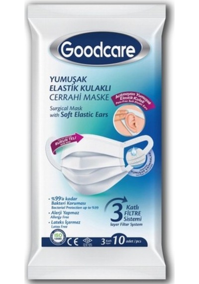 Good Care Goodcare Elastik Kulak Bantlı Cerrahi Telli Maske 10'Lu