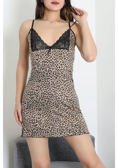 Modi Gecelik Elbise Leopar - 52358.2161. Altın - Siyah