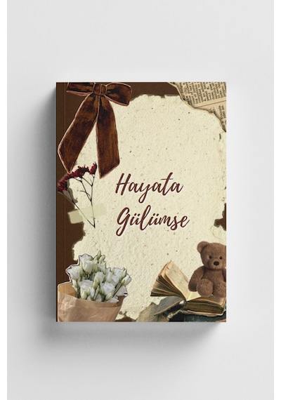 Vintage Serisi 6 Hayata Gülümse Bullet Journal A5 Noktalı Defter Çok Renkli