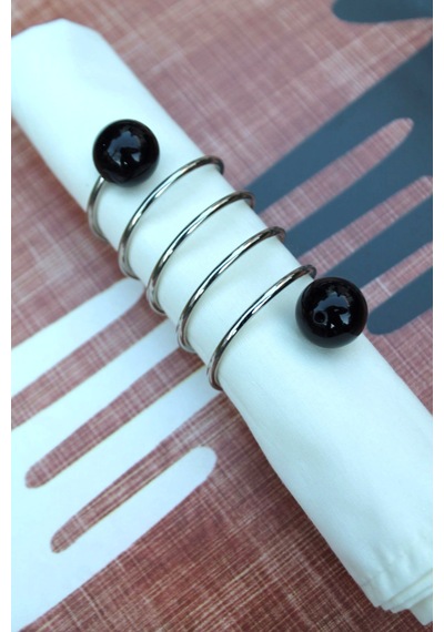 6 Adet Black Silver Steel Peçete Yüzüğü