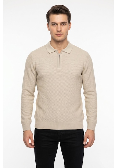 Foterman Erkek Spor Polo Yaka Mevsimlik Kazak Bgl-st05443 Taş Melanj