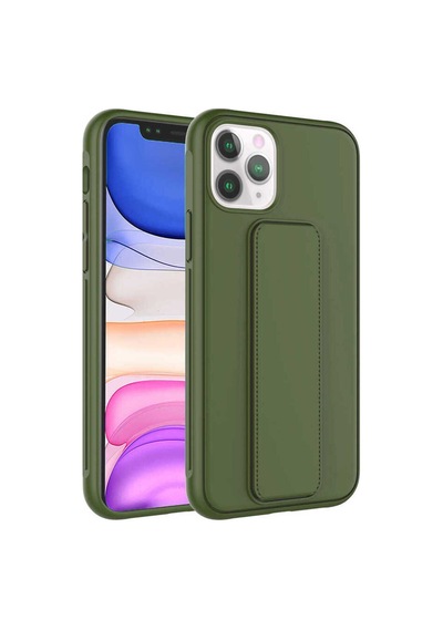 Apple Uyumlu iPhone 11 Pro Kılıf Zore Qstand Kapak Koyu Yeşil
