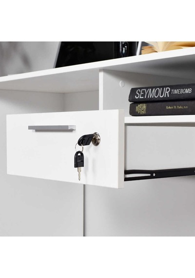 Adoremobilya Concept Kilitli Çekmeceli Çalışma Masası - Diamond Beyaz Diamond Beyaz