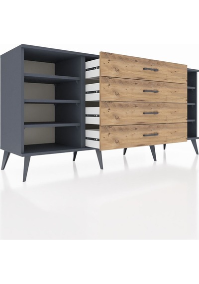 Hyperion Konsol 6 Raflı 4 Çekmeceli 176x44x83 Antrasit-antrasit/çam Antrasit/çam Hyperion Konsol 6 Raflı 4 Çekmeceli 176x44x83 Antrasit-antrasit/çam Antrasit/çam