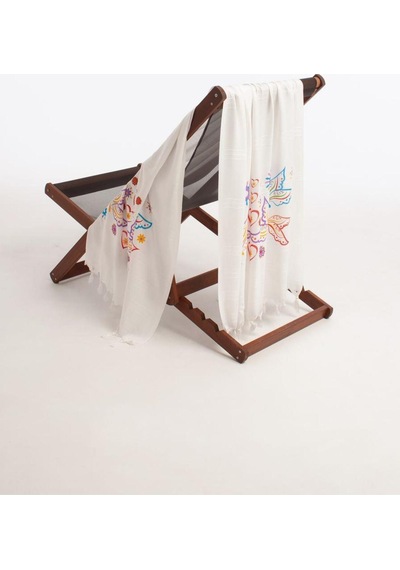Varol Baskılı Bambu Peştemal Plaj Havlusu Butterfly/90x180 Krem