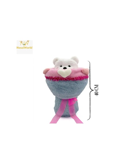 Mey İthalat Sevgi Buketi Peluş Ayıcıklı Peluş Çiçek Buketi 40 Cm Pembe