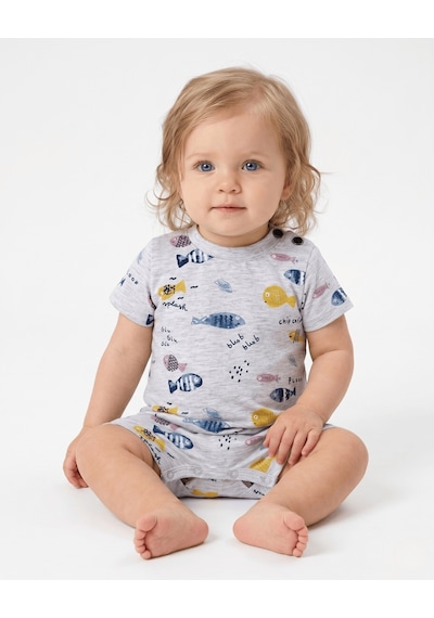Caramell Bebek Tulumu - Te4951 Aquarium - Gri Kırmızı