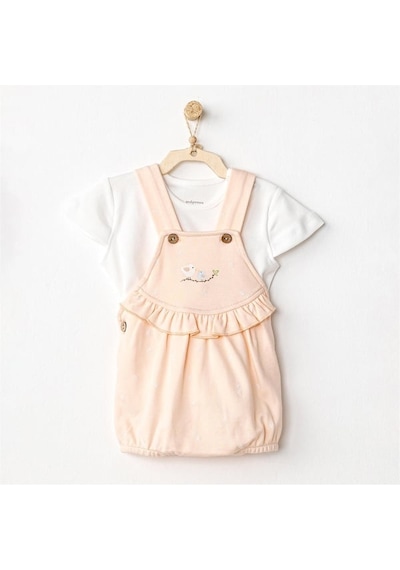 Andywawa Spring Birds Bebek Salopet Takımı Ac24528 Ekru-somon Ecru