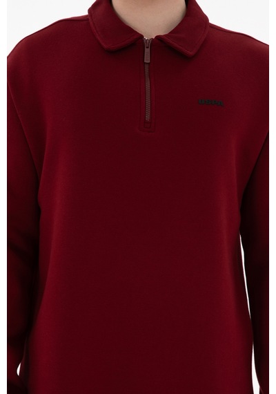 U.S. Polo Assn. Erkek Bordo Basic Sweatshirt 50298265-VR014