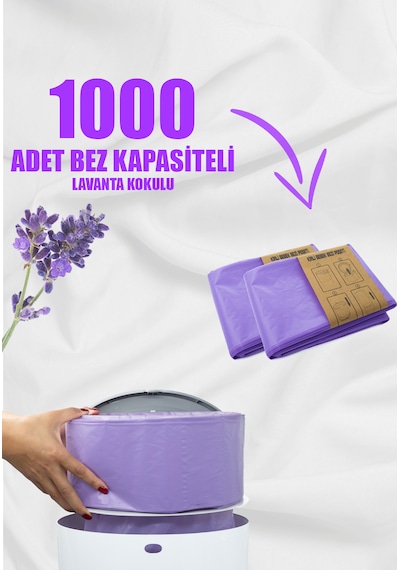 Korbell 16 Lt Çöp Kutuları İle Uyumlu 1000 Bebek Bezi Kapasiteli Lavanta Kokulu Yerli Çöp Poşeti