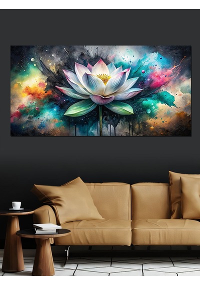 Kanvas Tablo Mavi Ve Yeşil Lotus Çiçeği