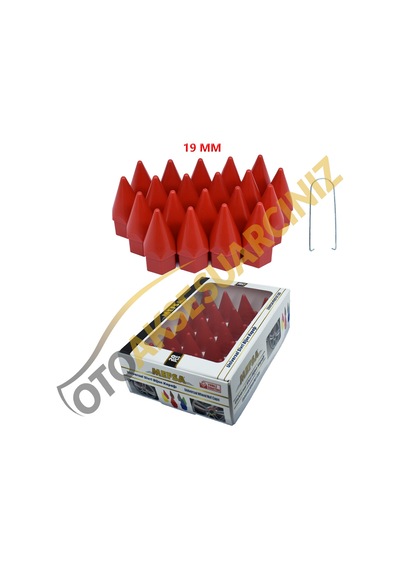 A Kalite Mefsa Bijon Kapağı Sivri 19 Mm Kırmızı 20 Li Set