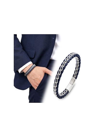 Moncuk Design Lacivert Çift Zincir Çelik Ve Deri Bileklik 33514b2d6 Çok Renkli 46600936