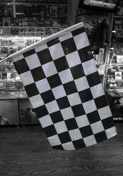 50x70 Cm Damalı Bayrak Plastik Sopalı Raşel Kumaş