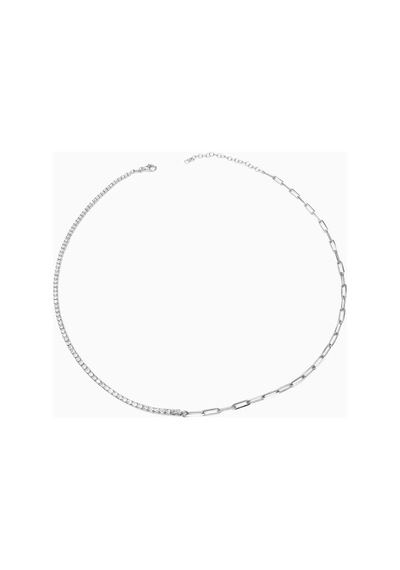 Yarısı Suyolu Yarısı İtalyan Zincirli Gümüş Choker Kolye Rose Gold