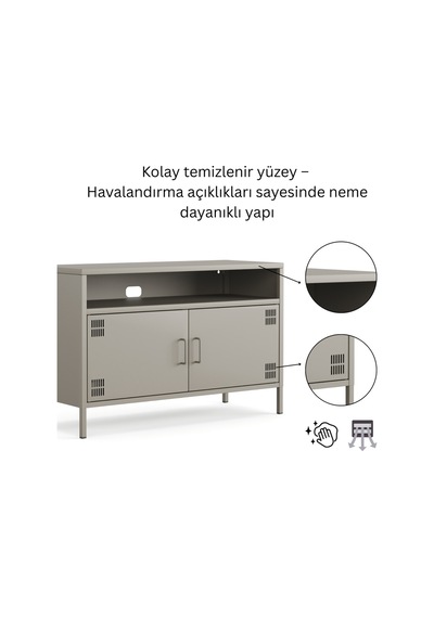 Pera Tv Ünitesi, Tv Dolabı,2 Kapaklı, Açık Raflı 100,50 X 40 X 64,50 Cm Ral 7039 Acıbadem Antrasit Pera Tv Ünitesi, Tv Dolabı,2 Kapaklı, Açık Raflı 100,50 X 40 X 64,50 Cm Ral 7039 Acıbadem Antrasit